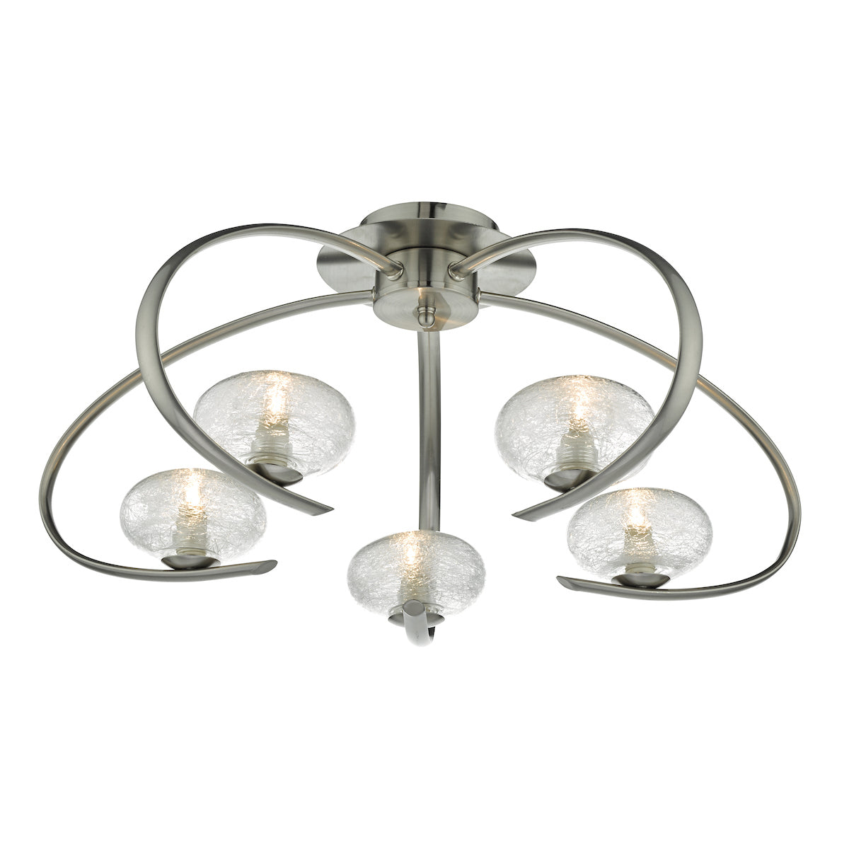 Leighton 5lt Semi Flush Satin Chrome & Sugar Cane Glass<br>Satin Chrome