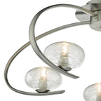 Leighton 5lt Semi Flush Satin Chrome & Sugar Cane Glass<br>Satin Chrome