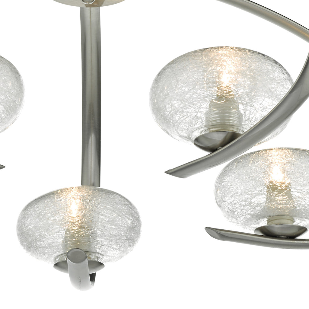 Leighton 5lt Semi Flush Satin Chrome & Sugar Cane Glass<br>Satin Chrome