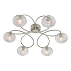 Leysha 6 Light Semi Flush Satin Nickel & Glass<br>Satin Nickel