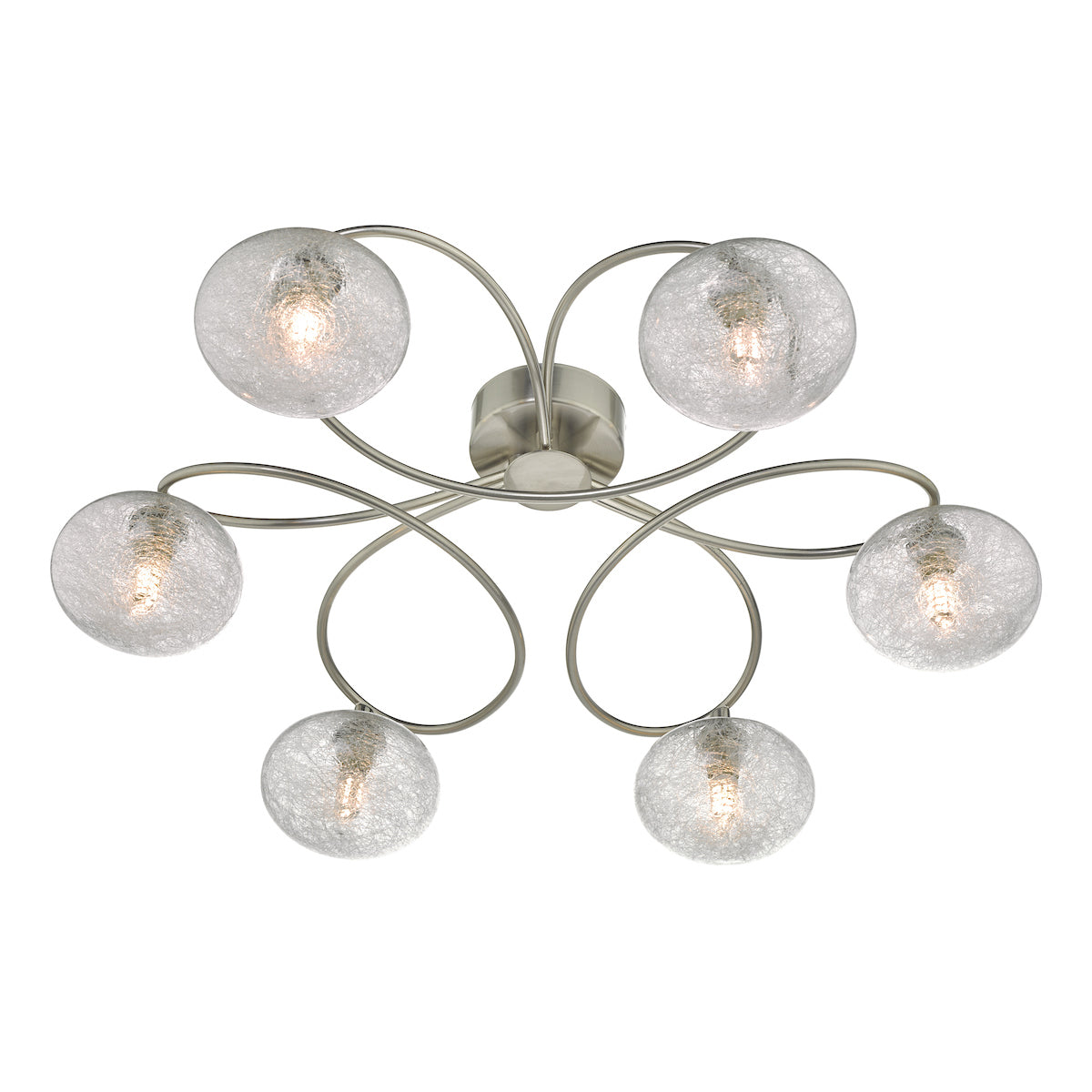 Leysha 6 Light Semi Flush Satin Nickel & Glass<br>Satin Nickel