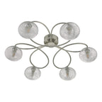 Leysha 6 Light Semi Flush Satin Nickel & Glass<br>Satin Nickel
