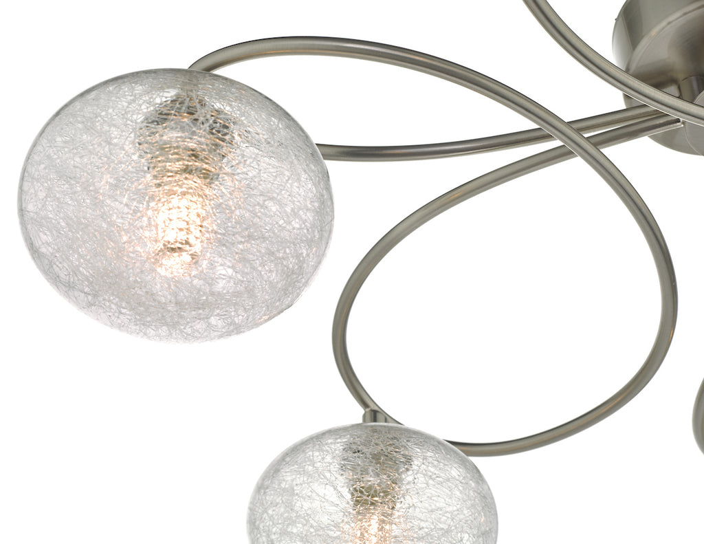 Leysha 6 Light Semi Flush Satin Nickel & Glass<br>Satin Nickel
