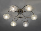 Leysha 6 Light Semi Flush Satin Nickel & Glass<br>Satin Nickel