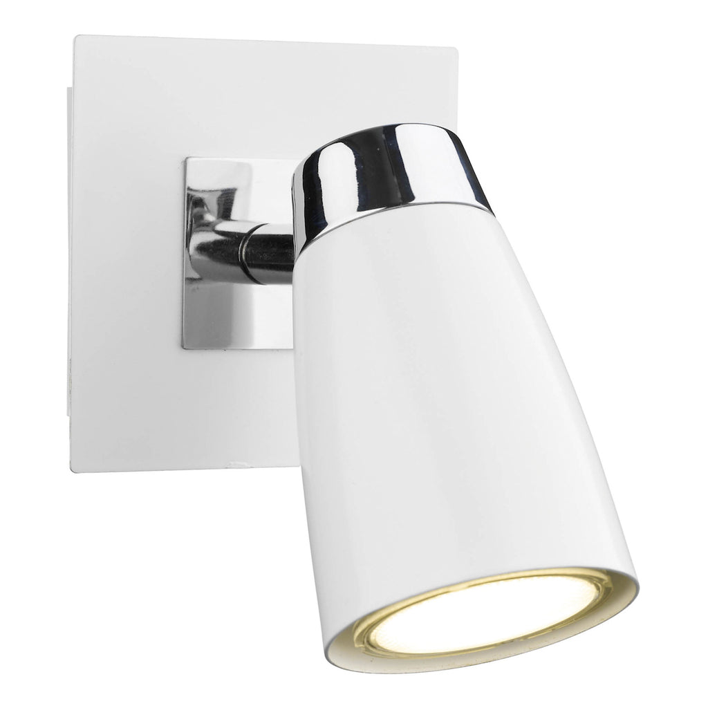 Loft Single Wall Spotlight Matt White Polished Chrome<br>Matt White