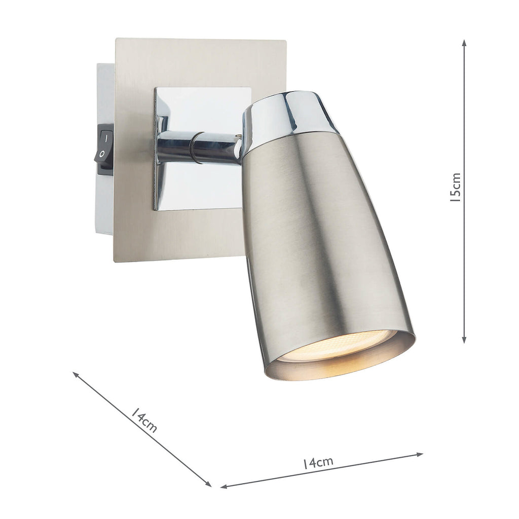 Loft Single Wall Spotlight Satin & Polished Chrome<br>Satin Chrome