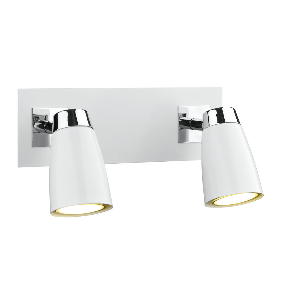 Loft 2 Light Wall Spotlight Matt White Polished Chrome<br>Matt White