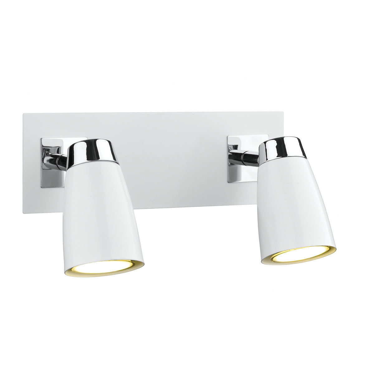 Loft 2 Light Wall Spotlight Matt White Polished Chrome<br>Matt White