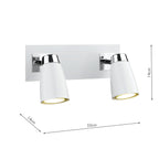 Loft 2 Light Wall Spotlight Matt White Polished Chrome<br>Matt White