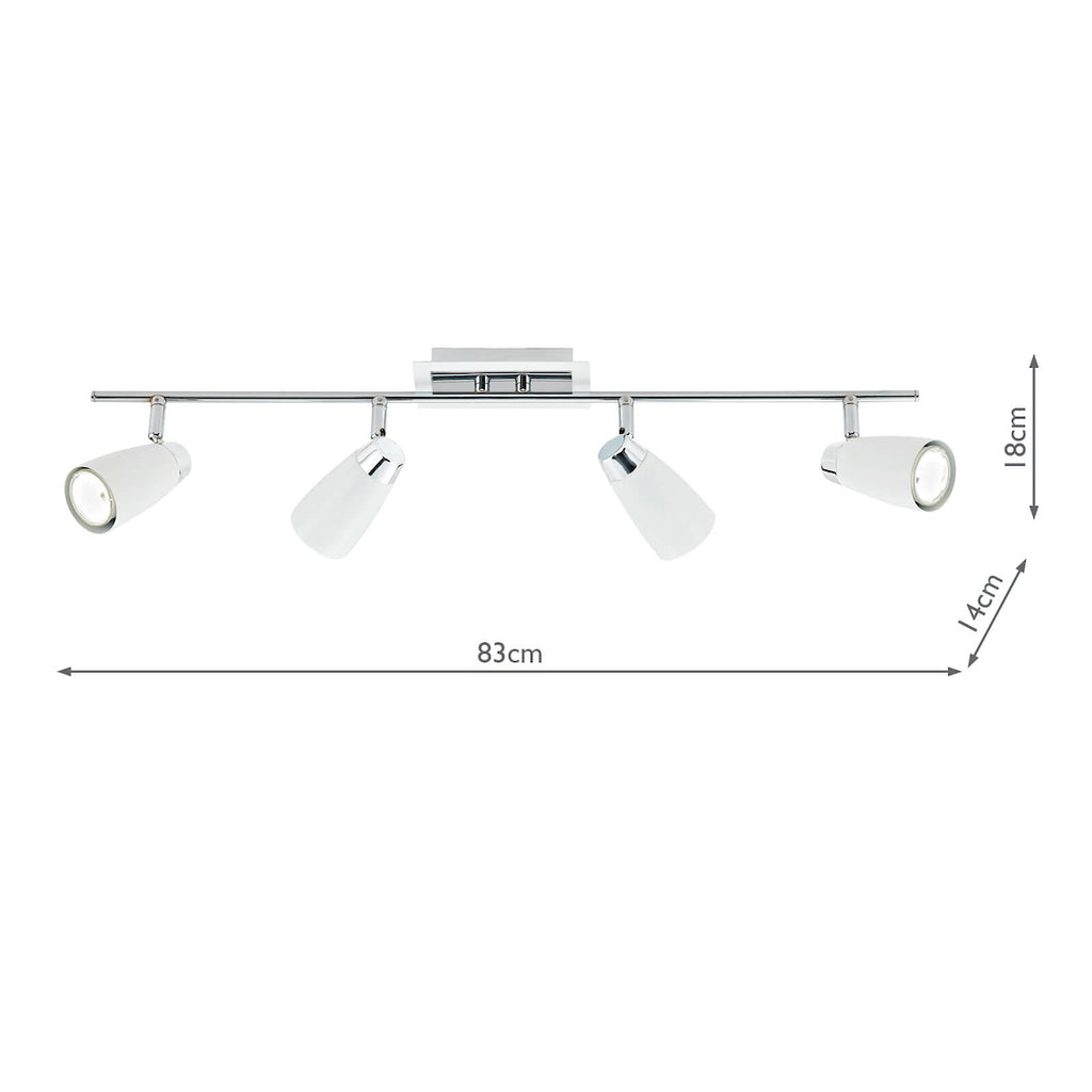 Loft 4 Light Bar Spotlight Matt White Polished Chrome<br>Matt White