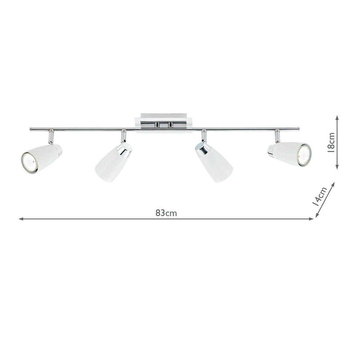 Loft 4 Light Bar Spotlight Matt White Polished Chrome<br>Matt White