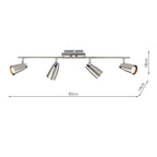 Loft 4 Light Bar Spotlight Satin & Polished Chrome<br>Satin Chrome