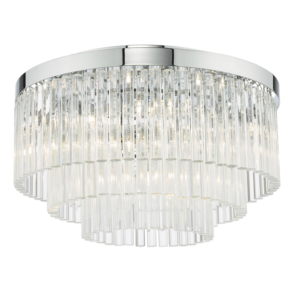Logan 5 Light Flush Polished Chrome Glass<br>Polished Chrome