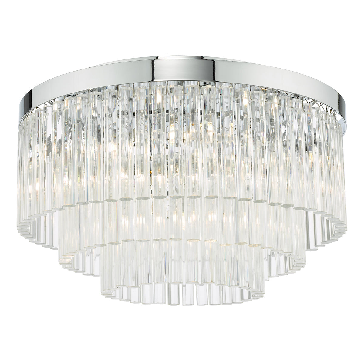Logan 5 Light Flush Polished Chrome Glass<br>Polished Chrome