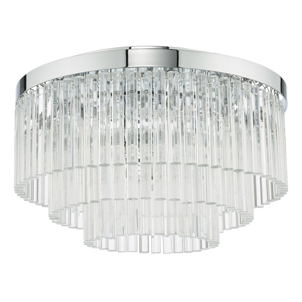 Logan 5 Light Flush Polished Chrome Glass<br>Polished Chrome