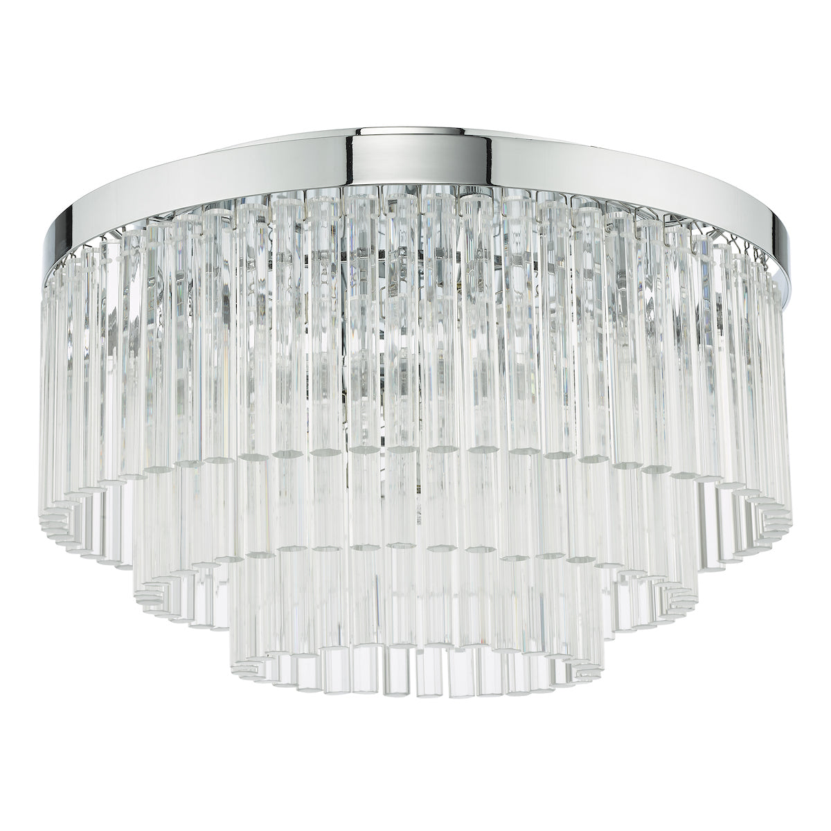 Logan 5 Light Flush Polished Chrome Glass<br>Polished Chrome