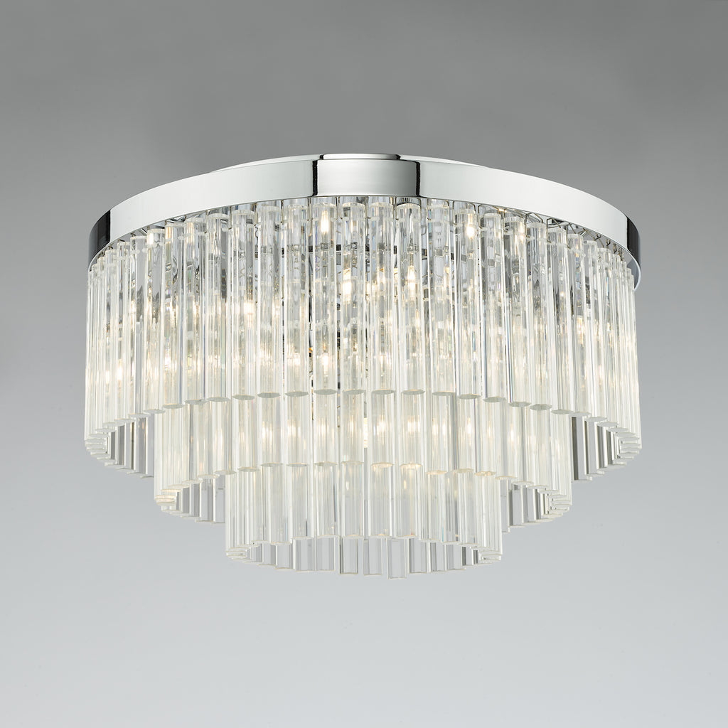 Logan 5 Light Flush Polished Chrome Glass<br>Polished Chrome
