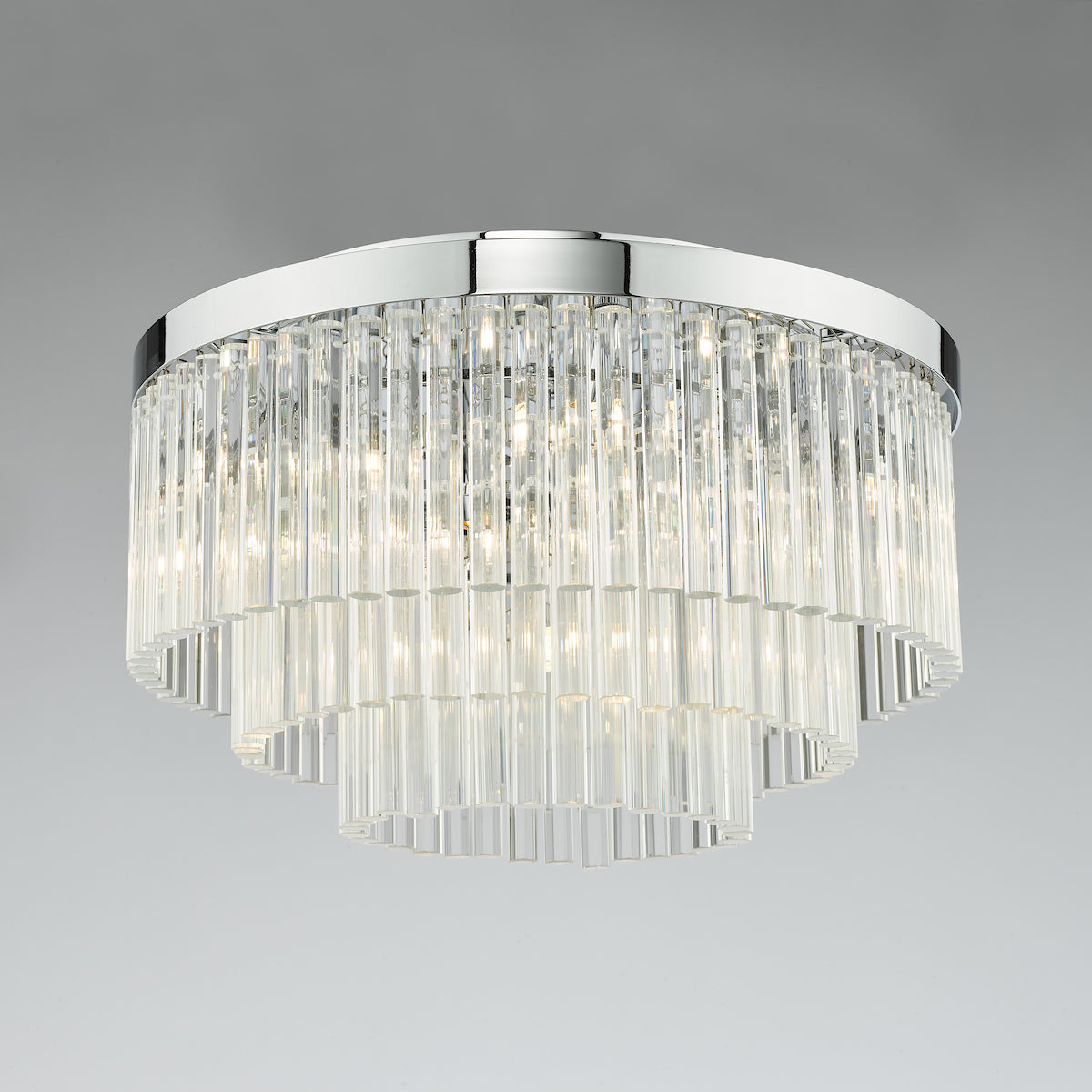 Logan 5 Light Flush Polished Chrome Glass<br>Polished Chrome