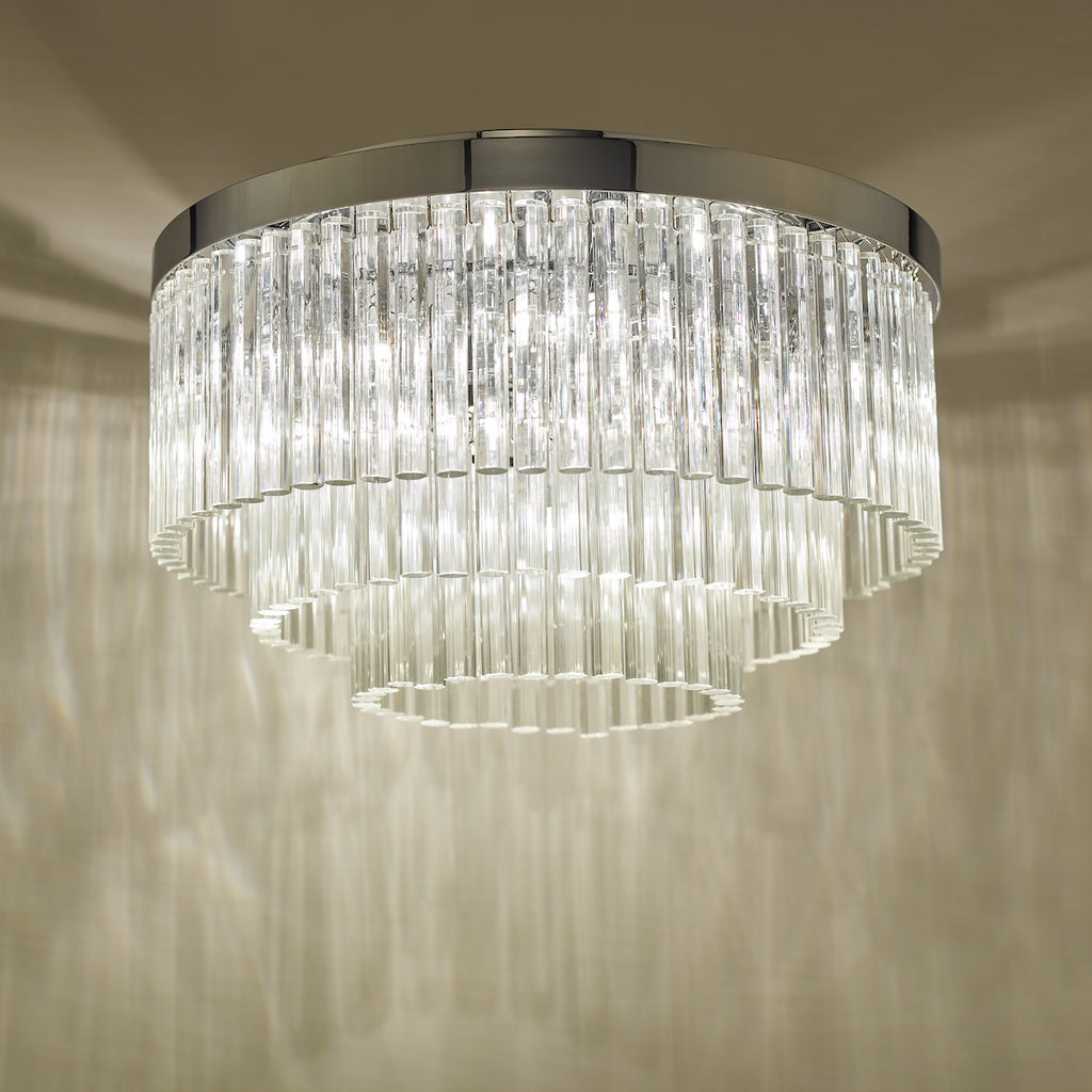 Logan 5 Light Flush Polished Chrome Glass<br>Polished Chrome