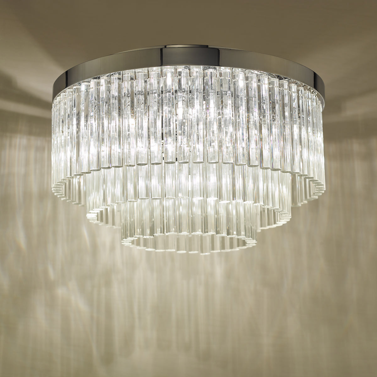 Logan 5 Light Flush Polished Chrome Glass<br>Polished Chrome