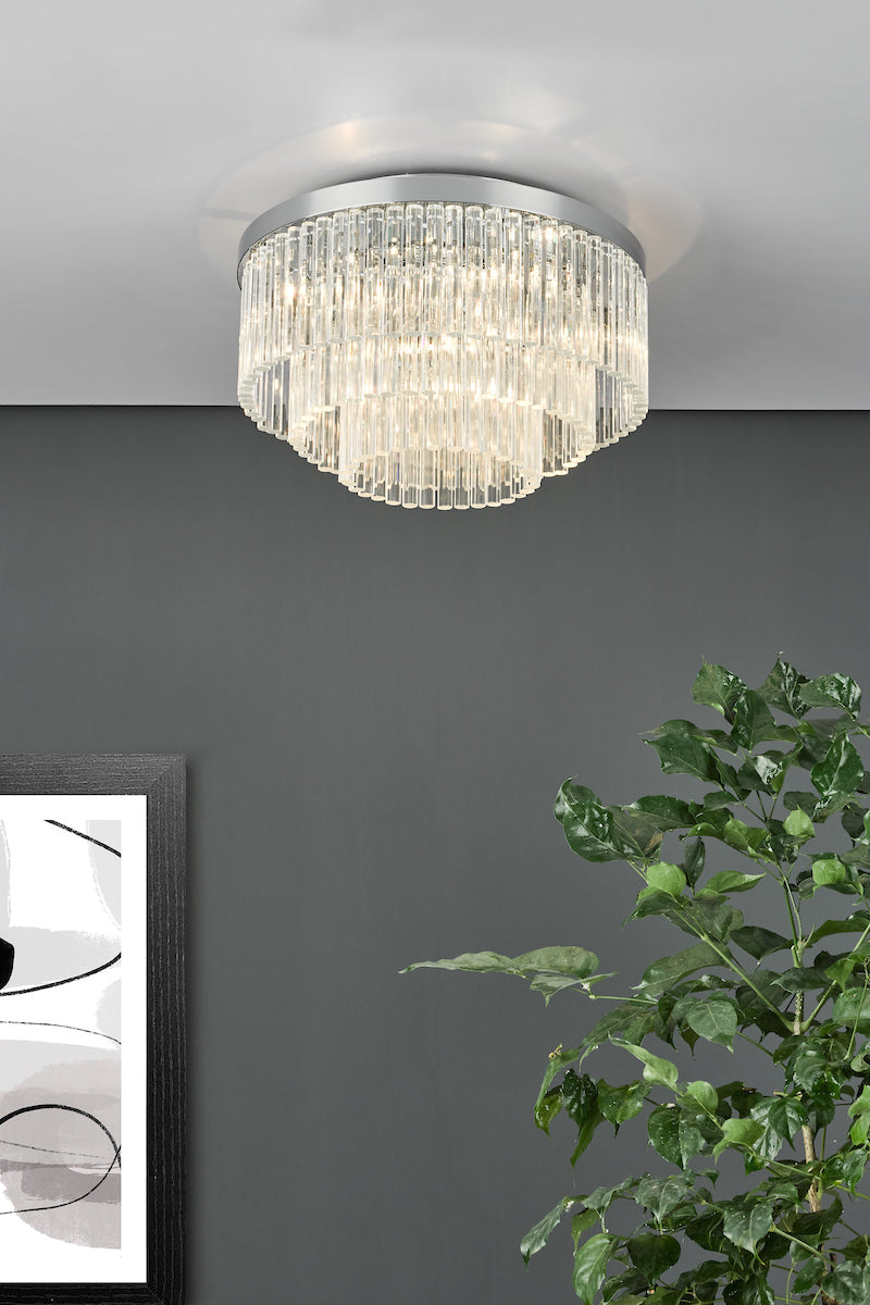 Logan 5 Light Flush Polished Chrome Glass<br>Polished Chrome