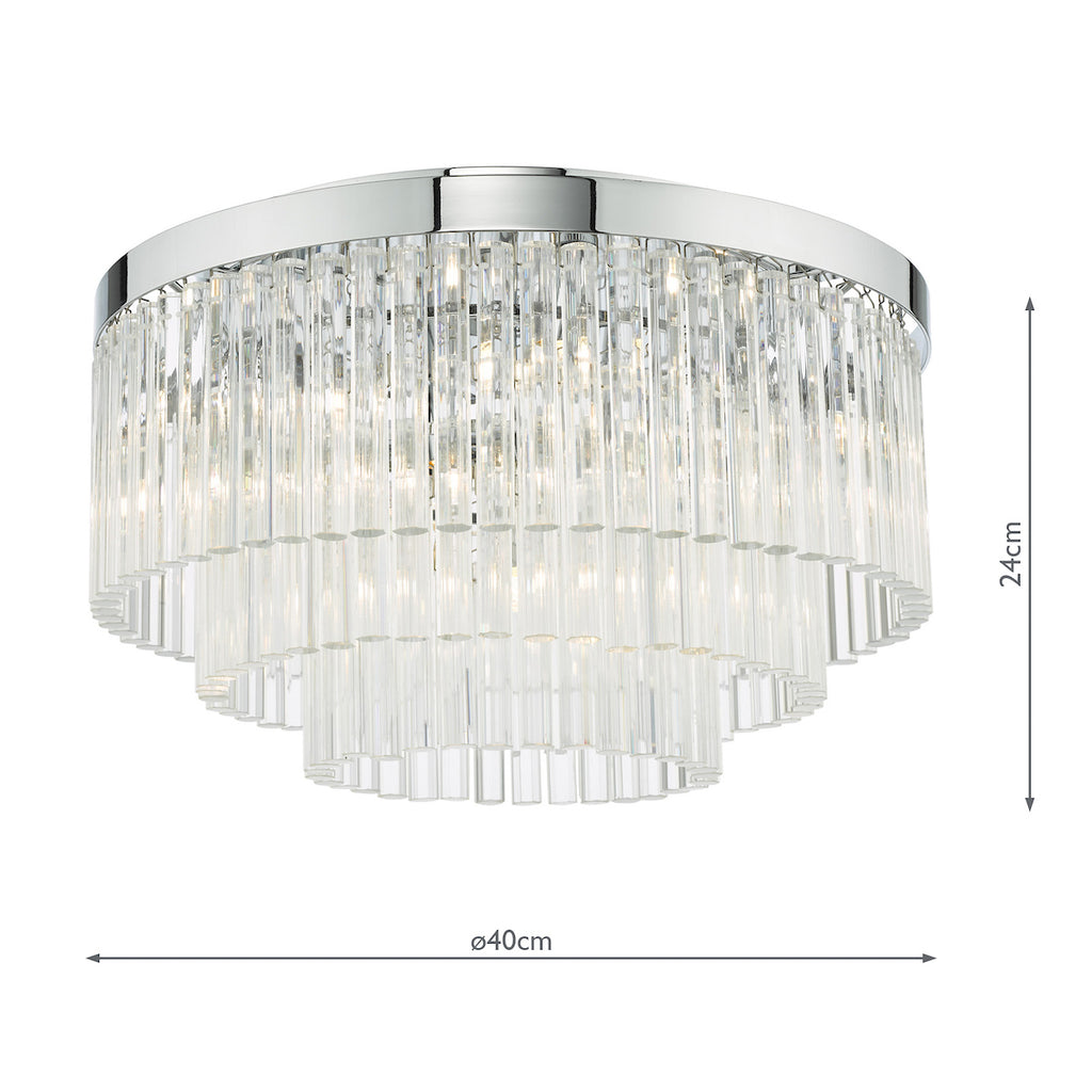 Logan 5 Light Flush Polished Chrome Glass<br>Polished Chrome