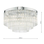Logan 5 Light Flush Polished Chrome Glass<br>Polished Chrome