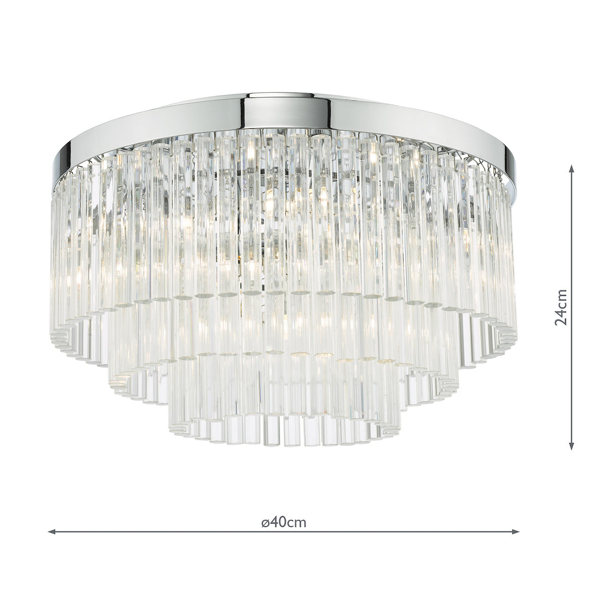 Logan 5 Light Flush Polished Chrome Glass<br>Polished Chrome