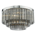 Logan 5 Light Flush Polished Chrome Smoked Glass<br>Polished Chrome