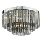 Logan 5 Light Flush Polished Chrome Smoked Glass<br>Polished Chrome