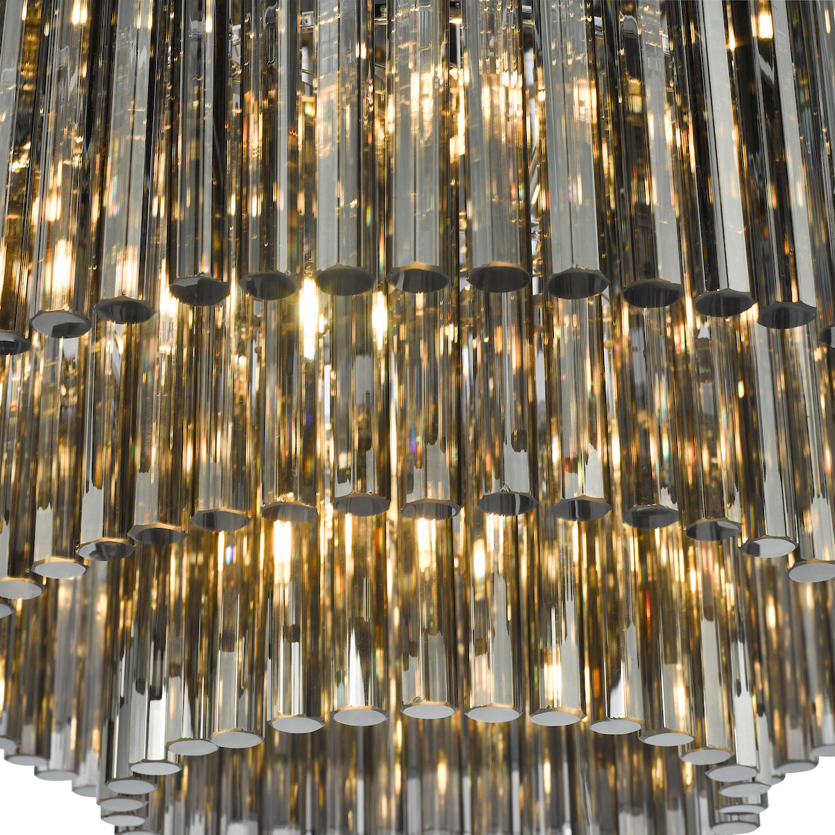 Logan 5 Light Flush Polished Chrome Smoked Glass<br>Polished Chrome
