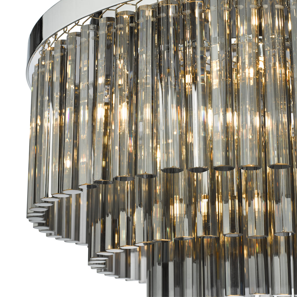 Logan 5 Light Flush Polished Chrome Smoked Glass<br>Polished Chrome