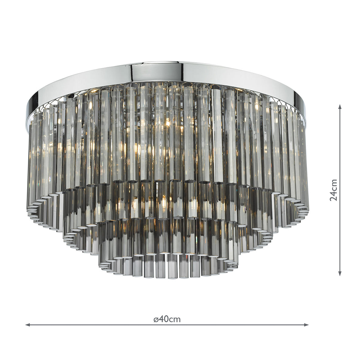 Logan 5 Light Flush Polished Chrome Smoked Glass<br>Polished Chrome