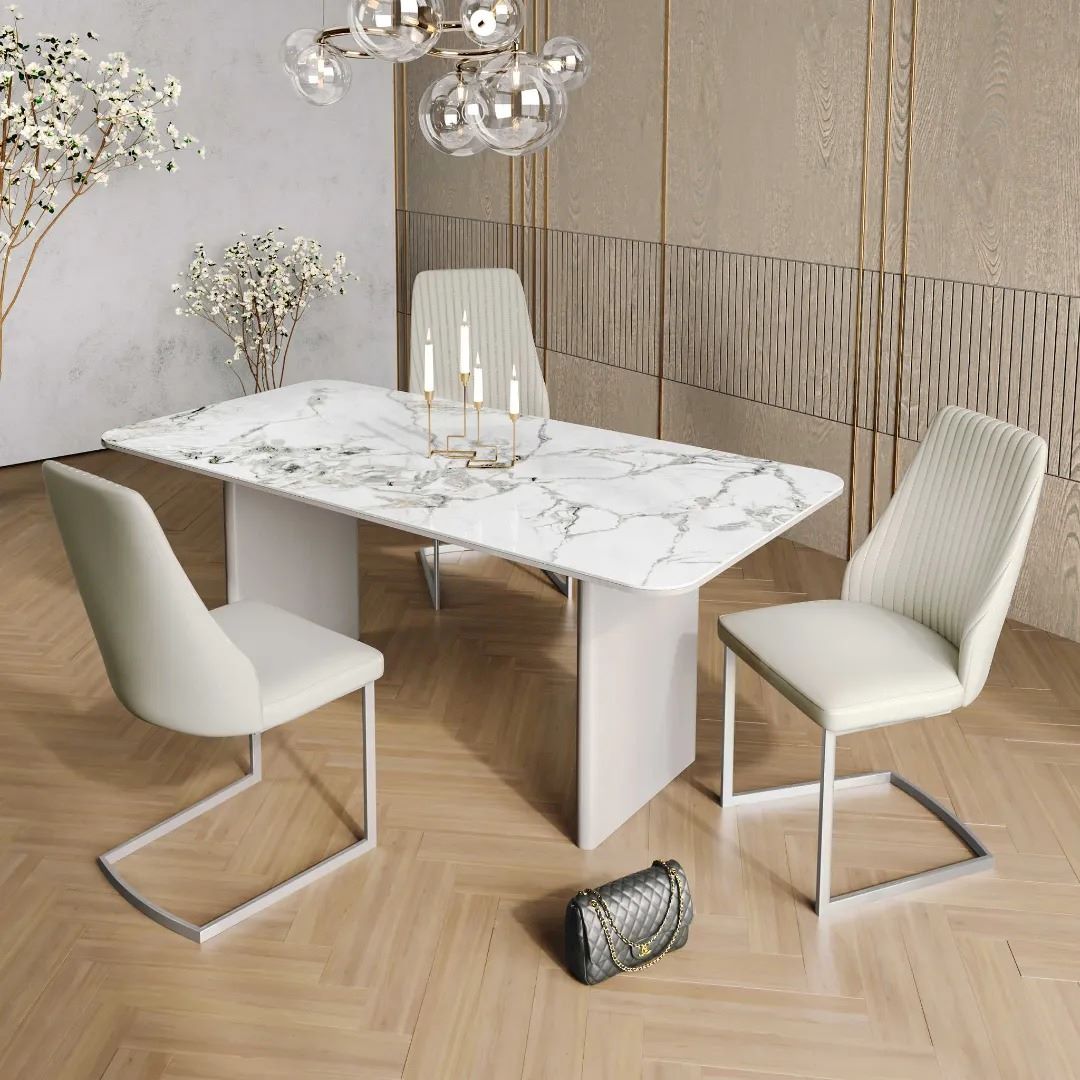 Milano Fixed Gloss White Ceramic Dining Table - 180cm