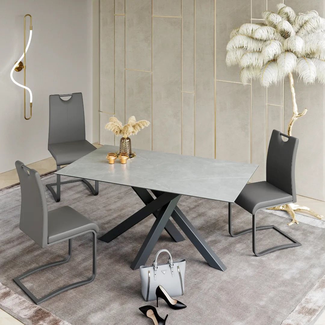 Brando fixed Matt ceramic Dining Table Grey - 160cm