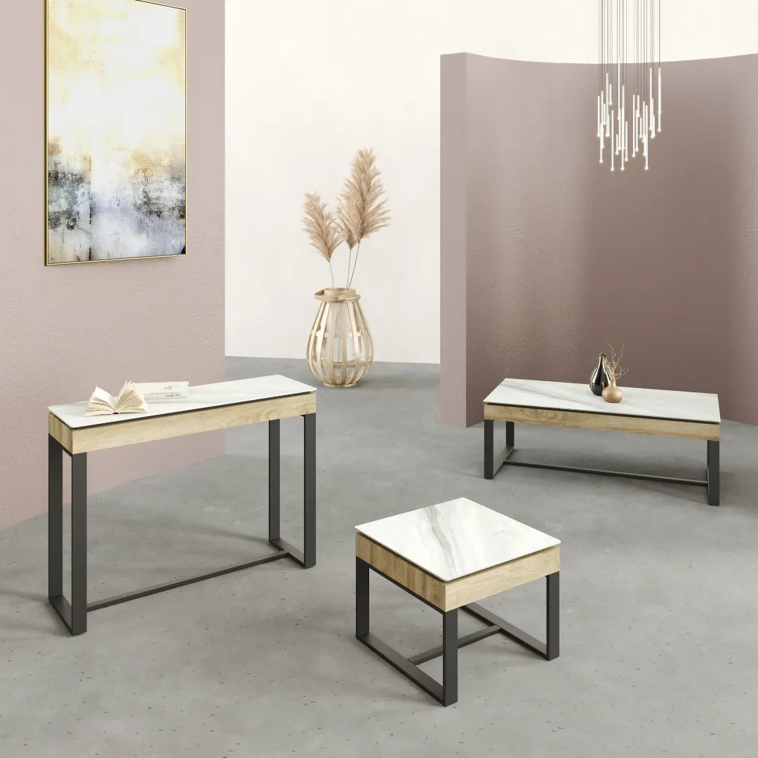 Monza White Ceramic Console Table