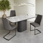Roberto Fixed Gloss Light Grey Ceramic Dining Table - 180cm