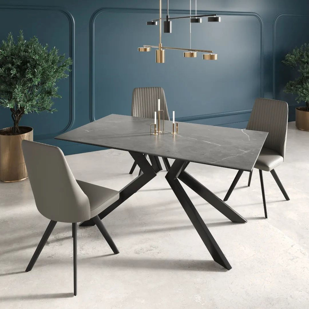 Azzaro Fixed Matte Grey Ceramic Dining Table - 160cm