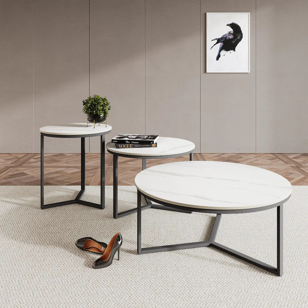 Roma White Ceramic Coffee Table Set