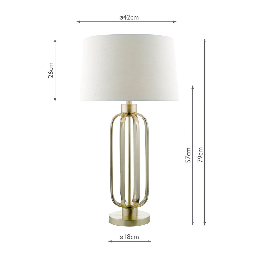 Lucie Table Lamp Satin Brass With Shade <br>Satin Brass