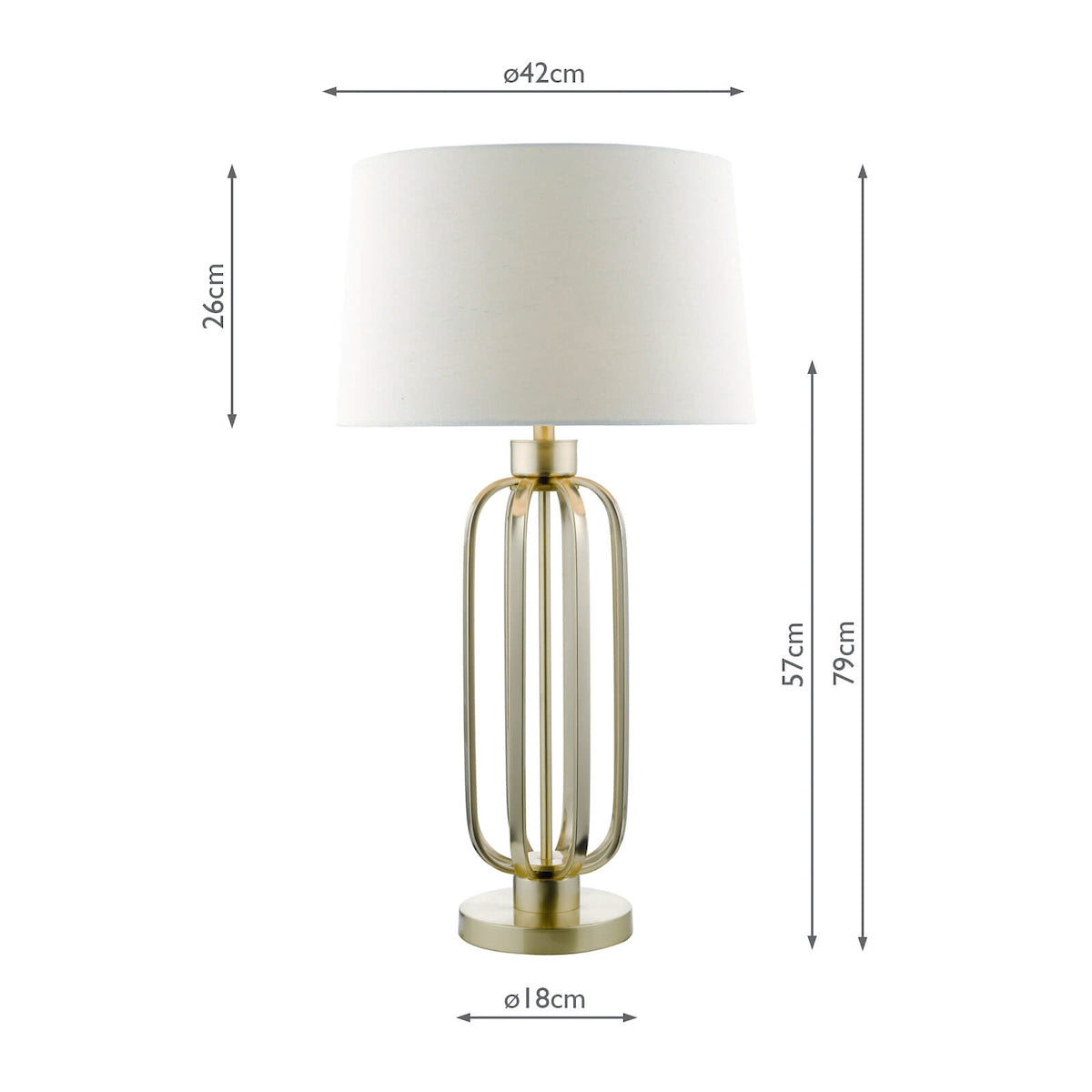 Lucie Table Lamp Satin Brass With Shade <br>Satin Brass