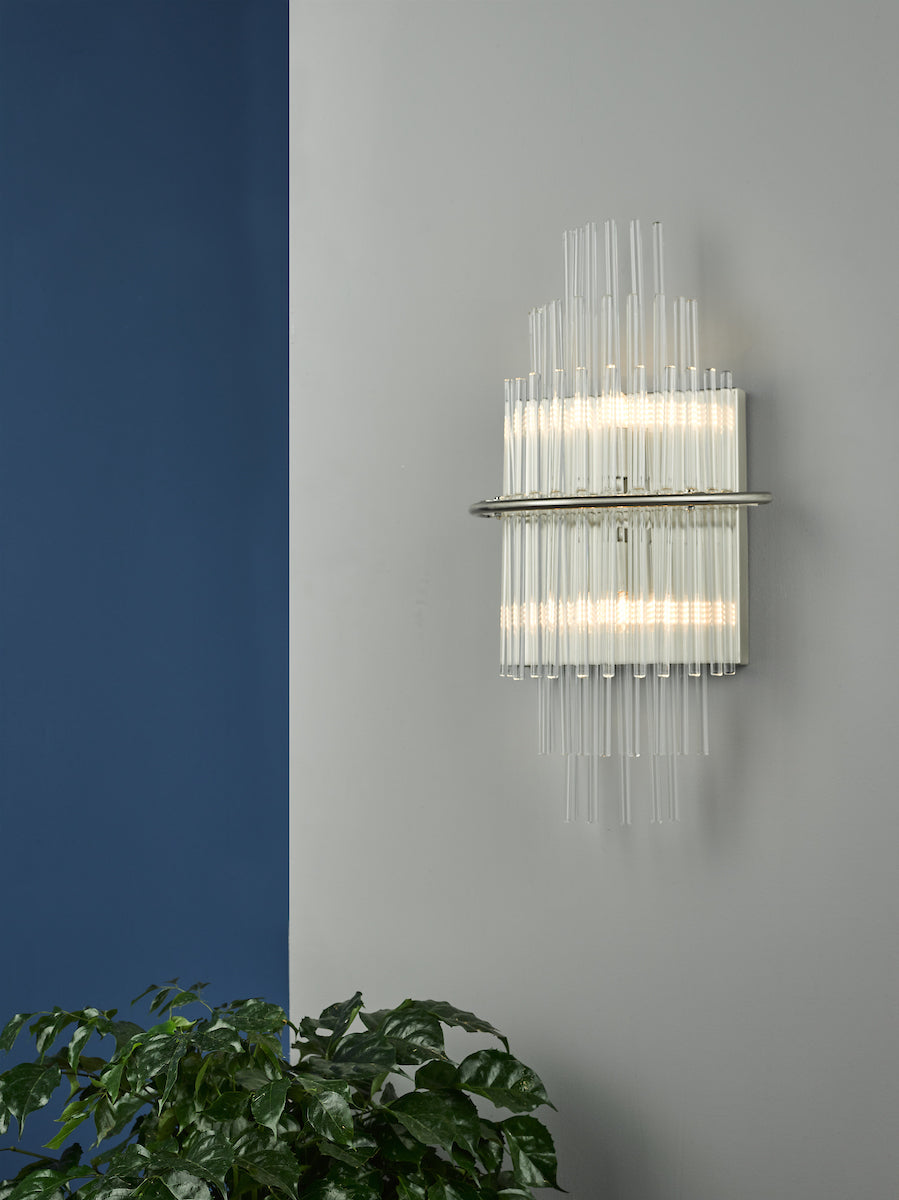 Lukas 2 Light Wall Light Polished Chrome Glass<br>Polished Chrome