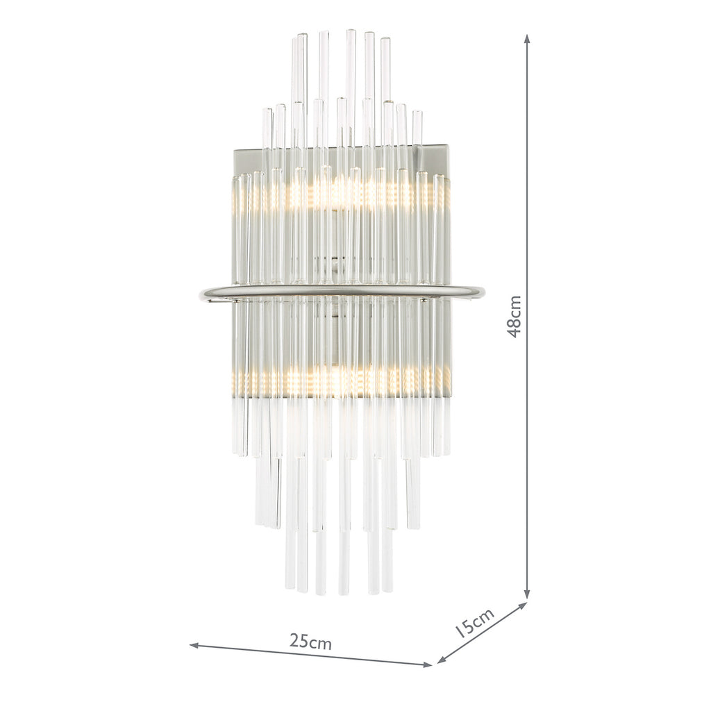 Lukas 2 Light Wall Light Polished Chrome Glass<br>Polished Chrome