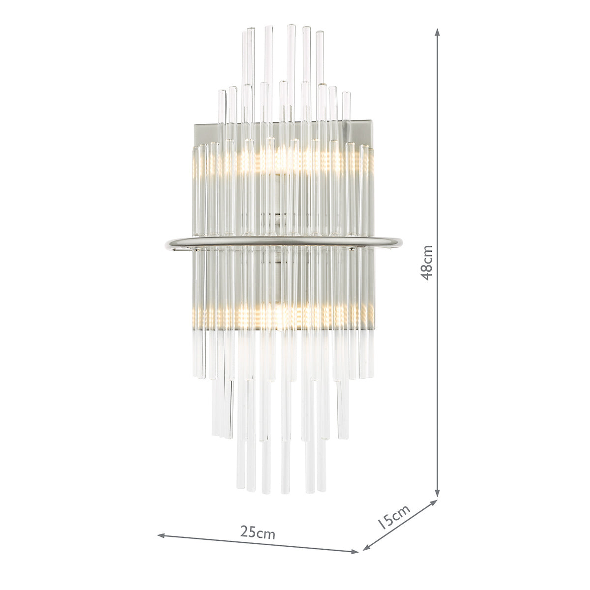 Lukas 2 Light Wall Light Polished Chrome Glass<br>Polished Chrome