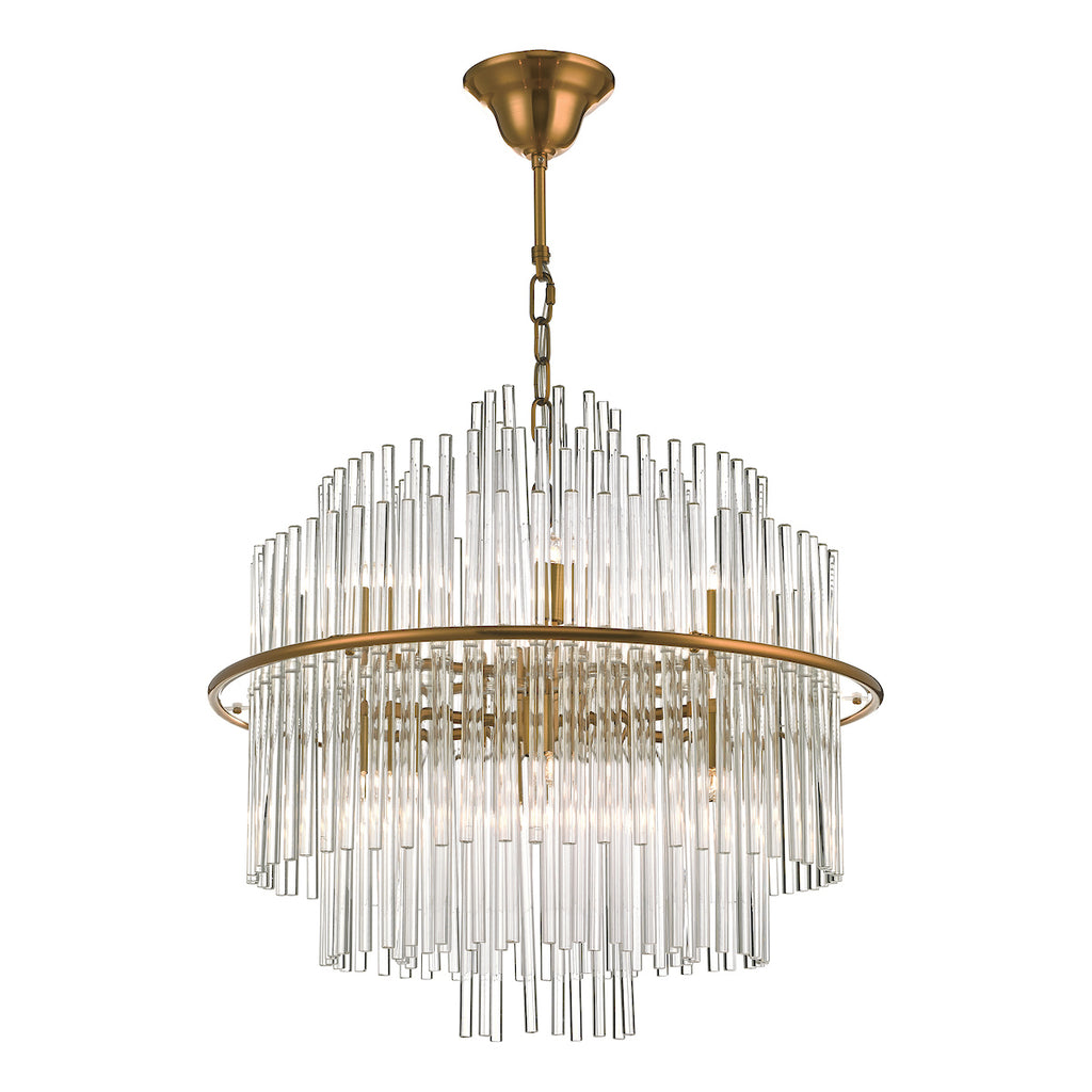 Lukas 13 Light Pendant Brushed Antique Gold And Clear Glass<br>Antique Gold