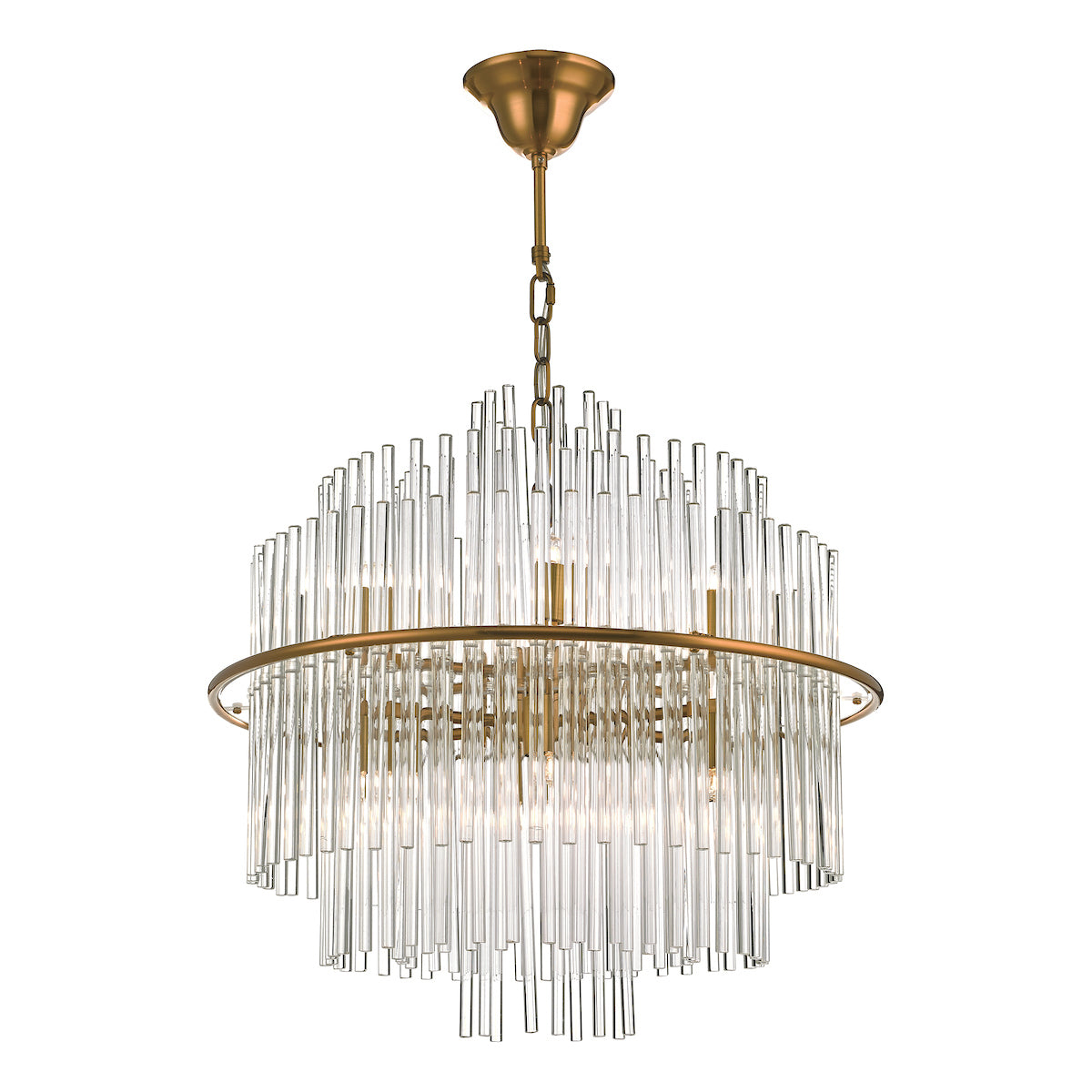 Lukas 13 Light Pendant Brushed Antique Gold And Clear Glass<br>Antique Gold