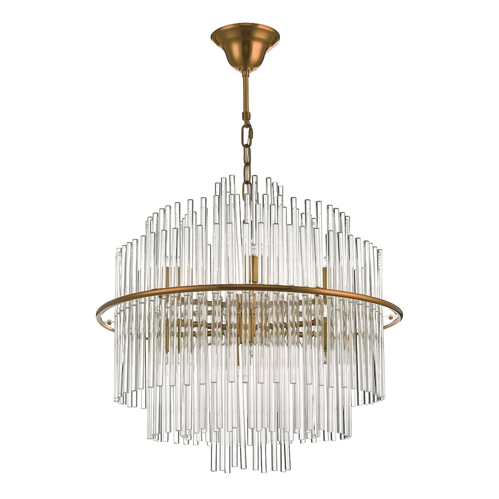 Lukas 13 Light Pendant Brushed Antique Gold And Clear Glass<br>Antique Gold