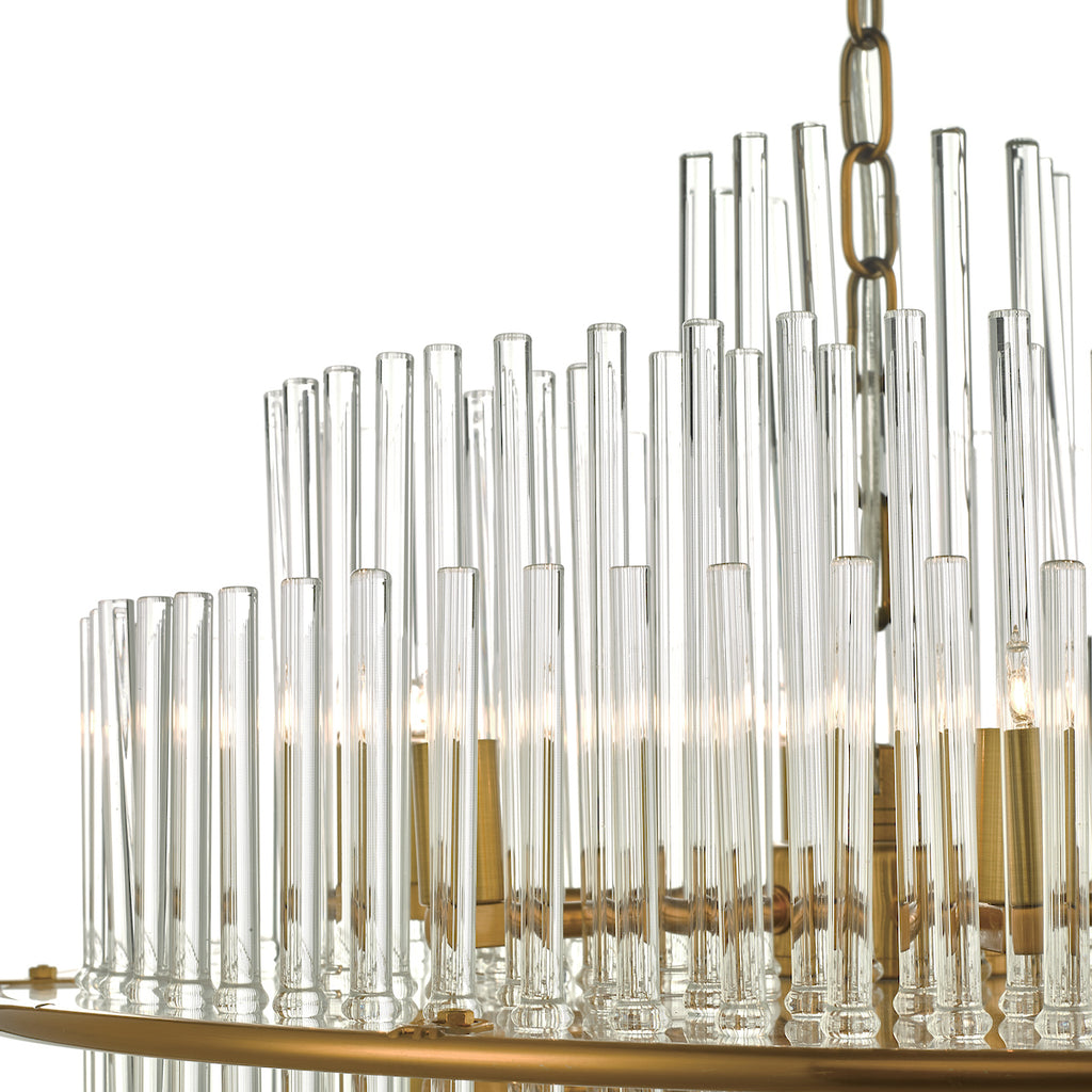 Lukas 13 Light Pendant Brushed Antique Gold And Clear Glass<br>Antique Gold
