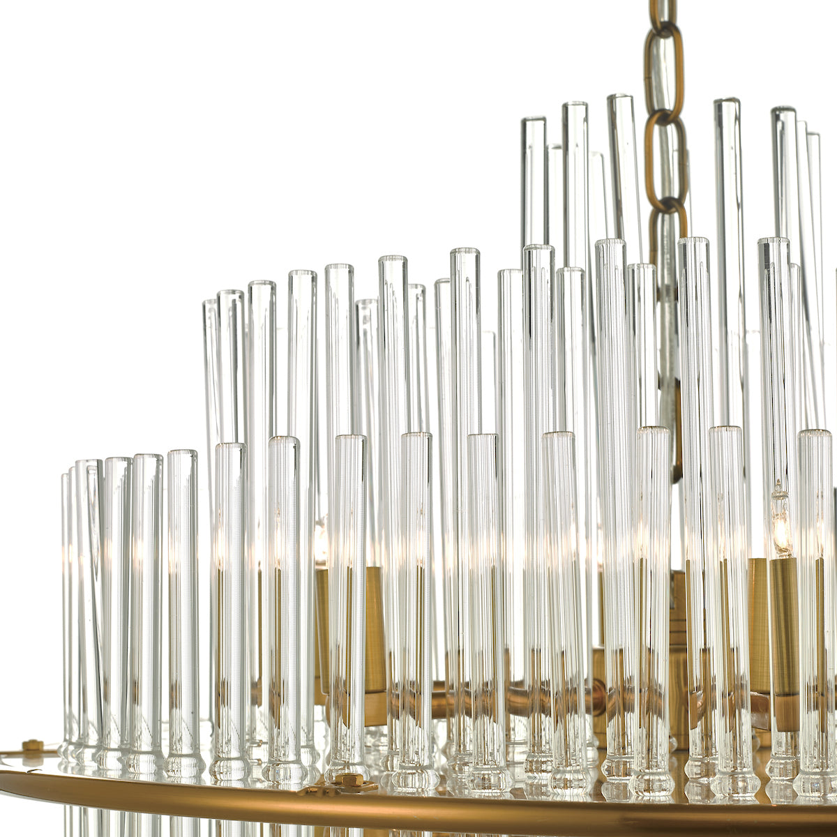 Lukas 13 Light Pendant Brushed Antique Gold And Clear Glass<br>Antique Gold