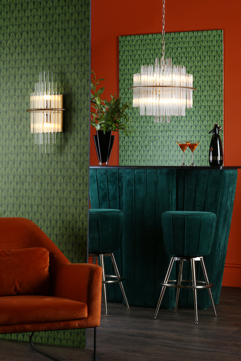 Lukas 13 Light Pendant Brushed Antique Gold And Clear Glass<br>Antique Gold